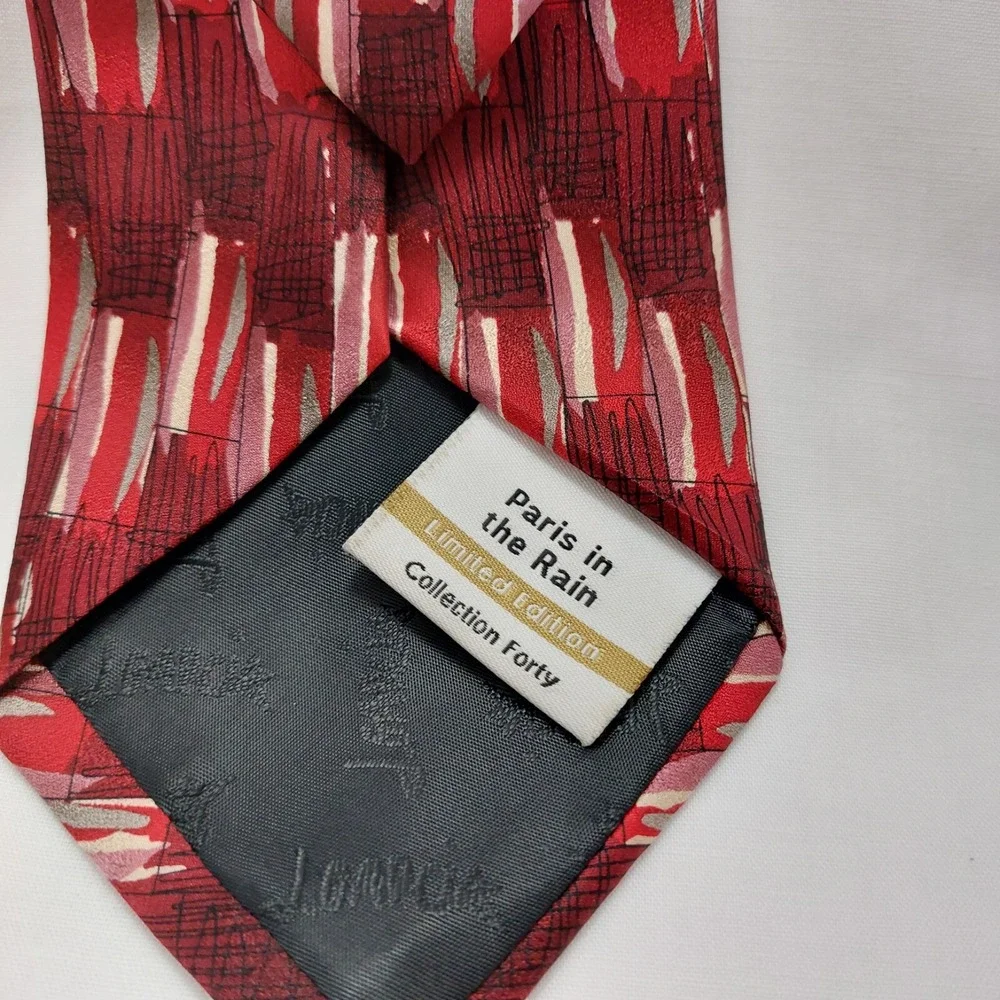 J. GARCIA Paris in the Rain Red's Silk‎ Necktie Limited Edition Collection 40